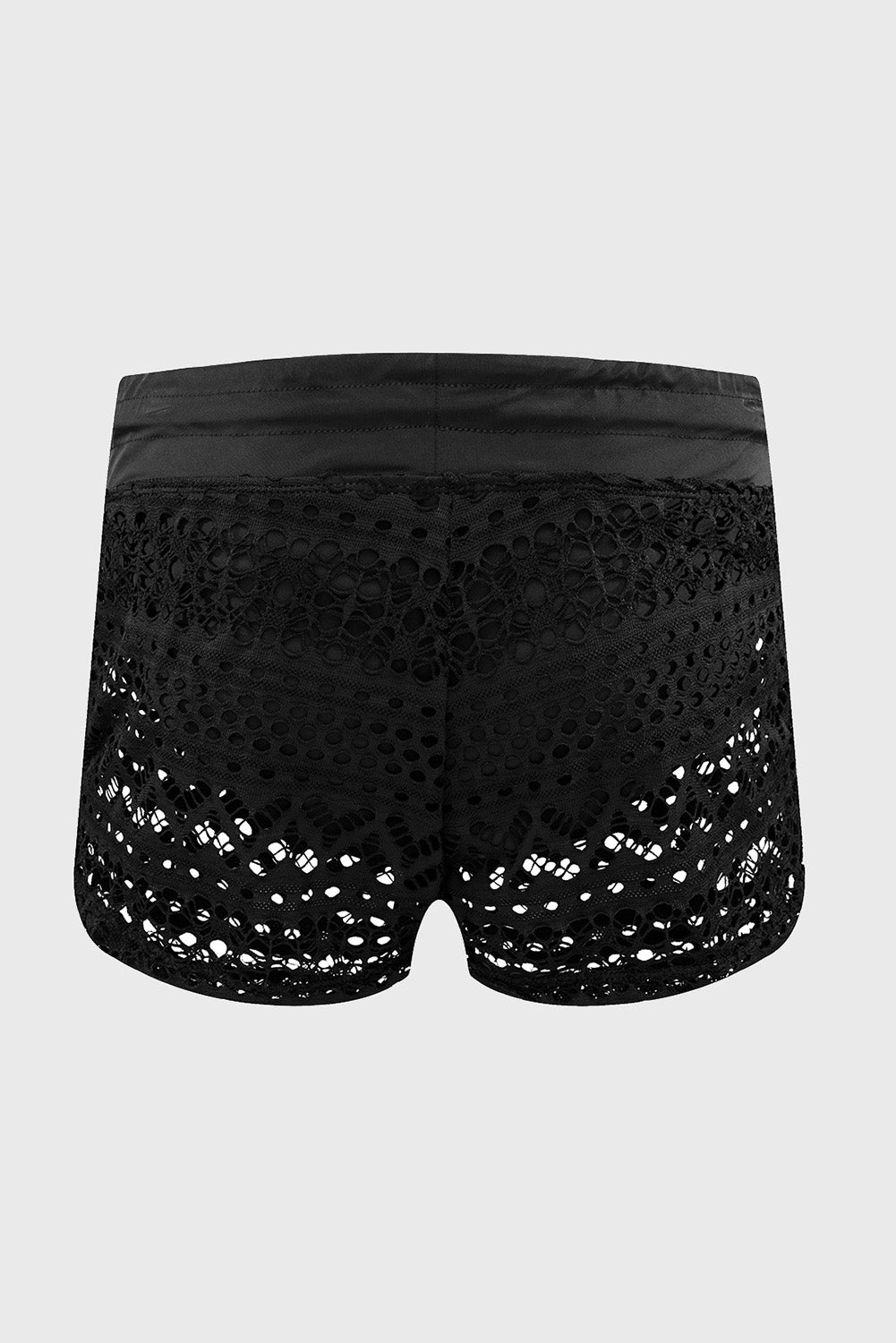 Black Sexy Crochet Drawstring Cut Out Bikini Bottom