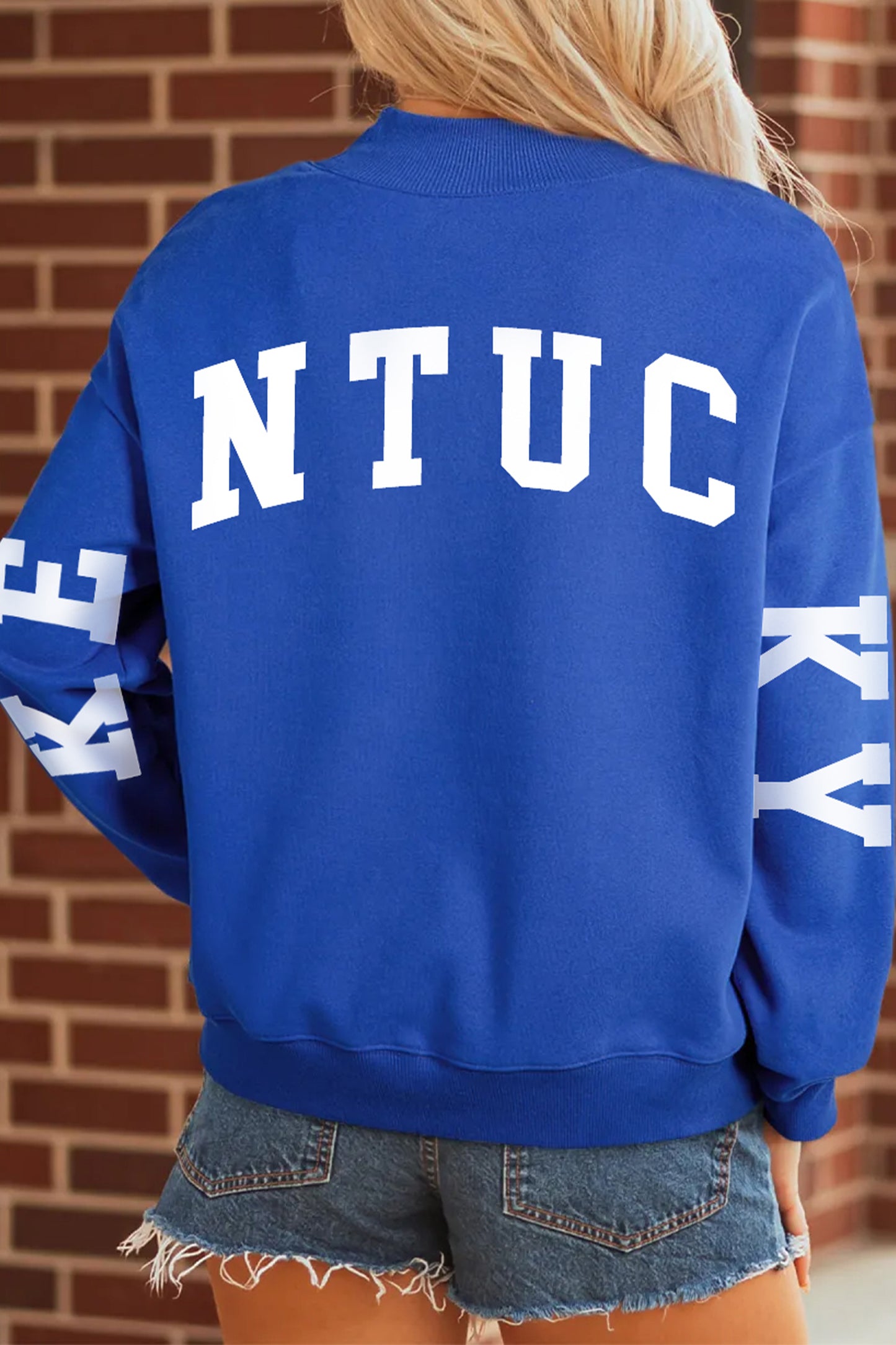 Dark Blue KY KENTUCKY Printed Mock Neck Sweatshirt - Kustom Kreations Goods
