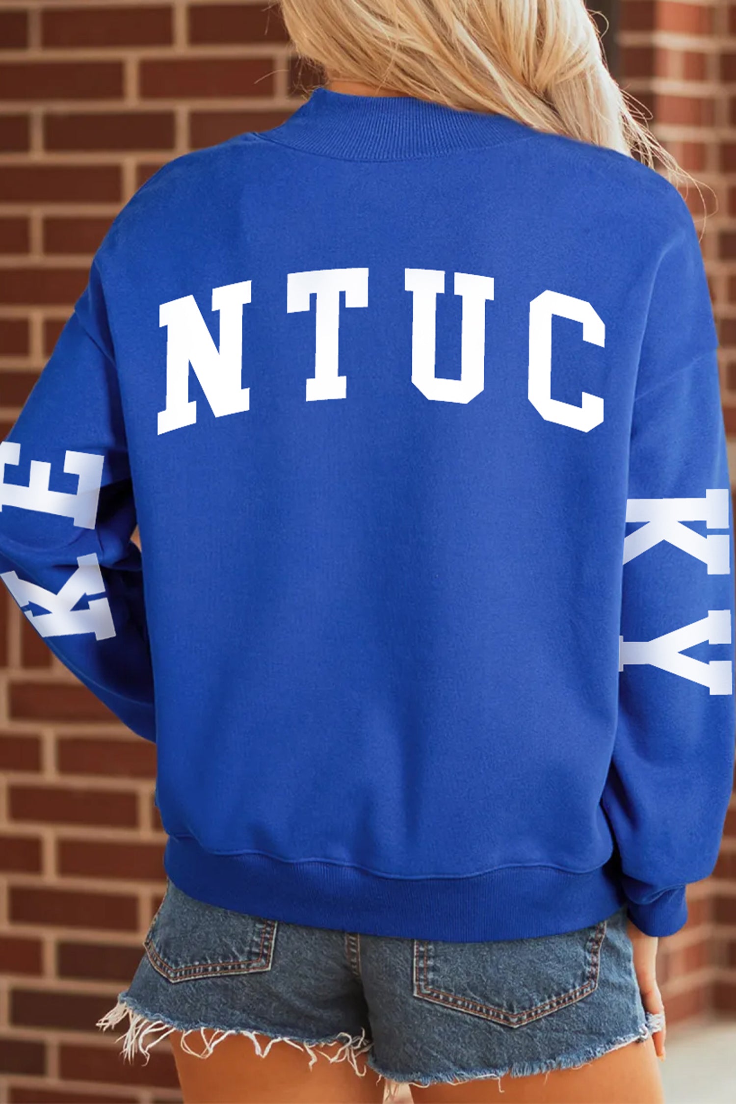 Dark Blue KY KENTUCKY Printed Mock Neck Sweatshirt - Kustom Kreations Goods
