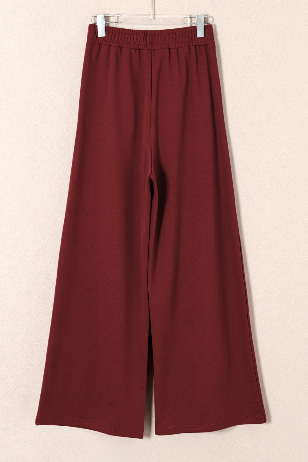 Burgundy Tied Elastic High Waist Pleated Detail Solid Sweatpants