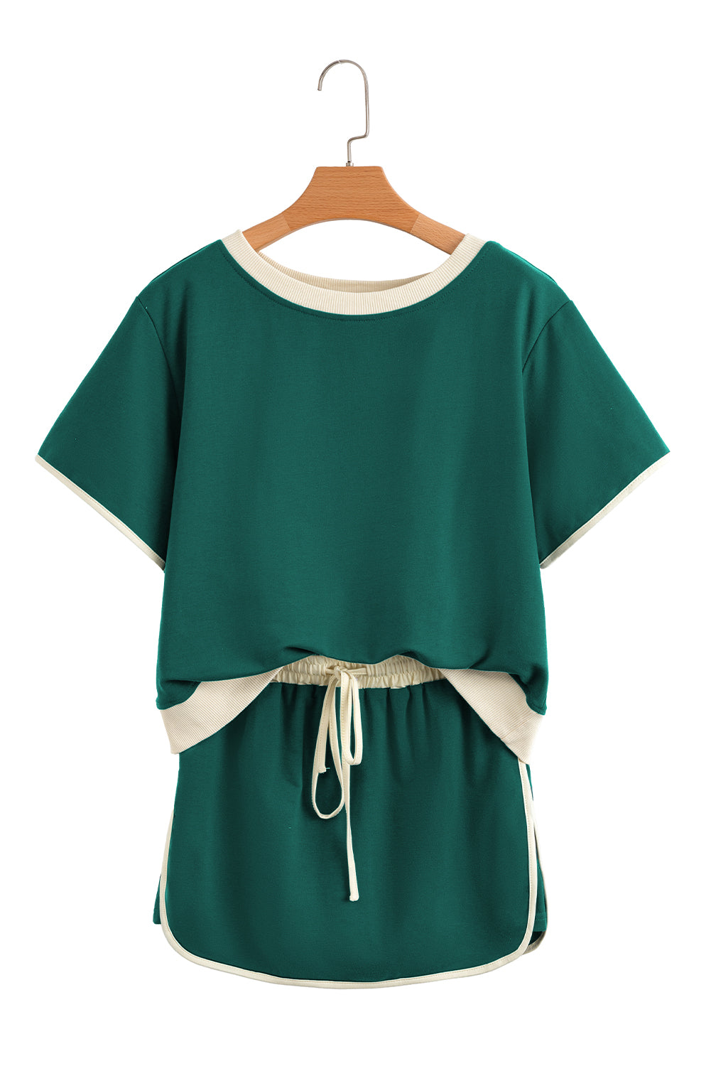Evergreen Colorblock Edge Drop Shoulder T Shirt and Skort 2Pcs Set - Kustom Kreations Goods