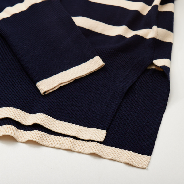 Striped Turtleneck Side-slit Sweater HWWX6BVRYU