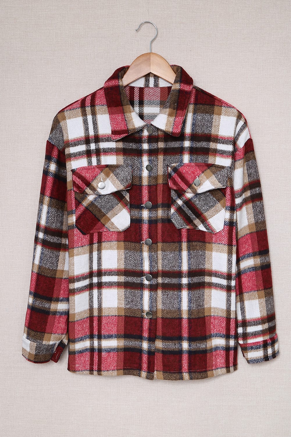 Multicolor Plaid Casual Button Up Flannel Jacket