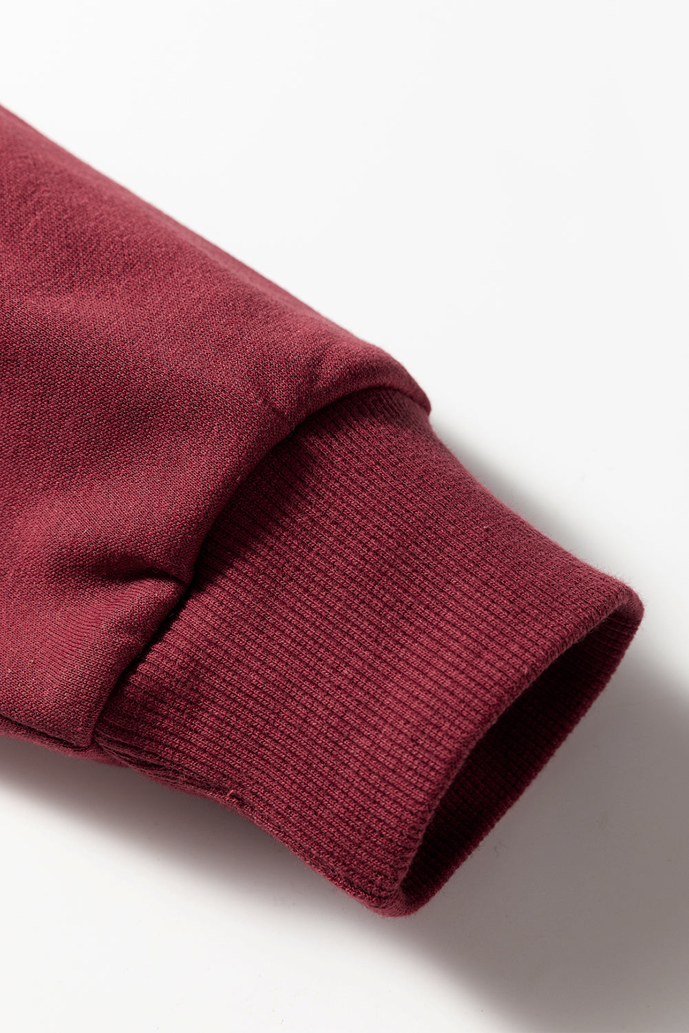 Fiery Red Preppy Striped Sleeve Loose Sweatshirt