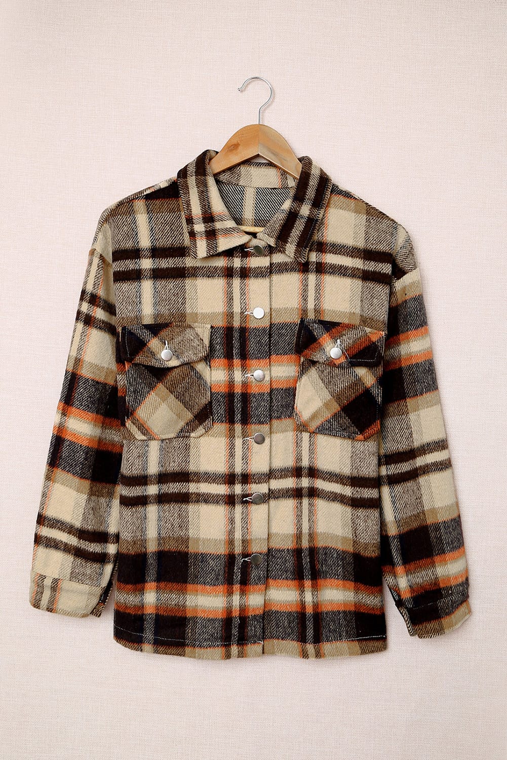 Multicolor Plaid Casual Button Up Flannel Jacket