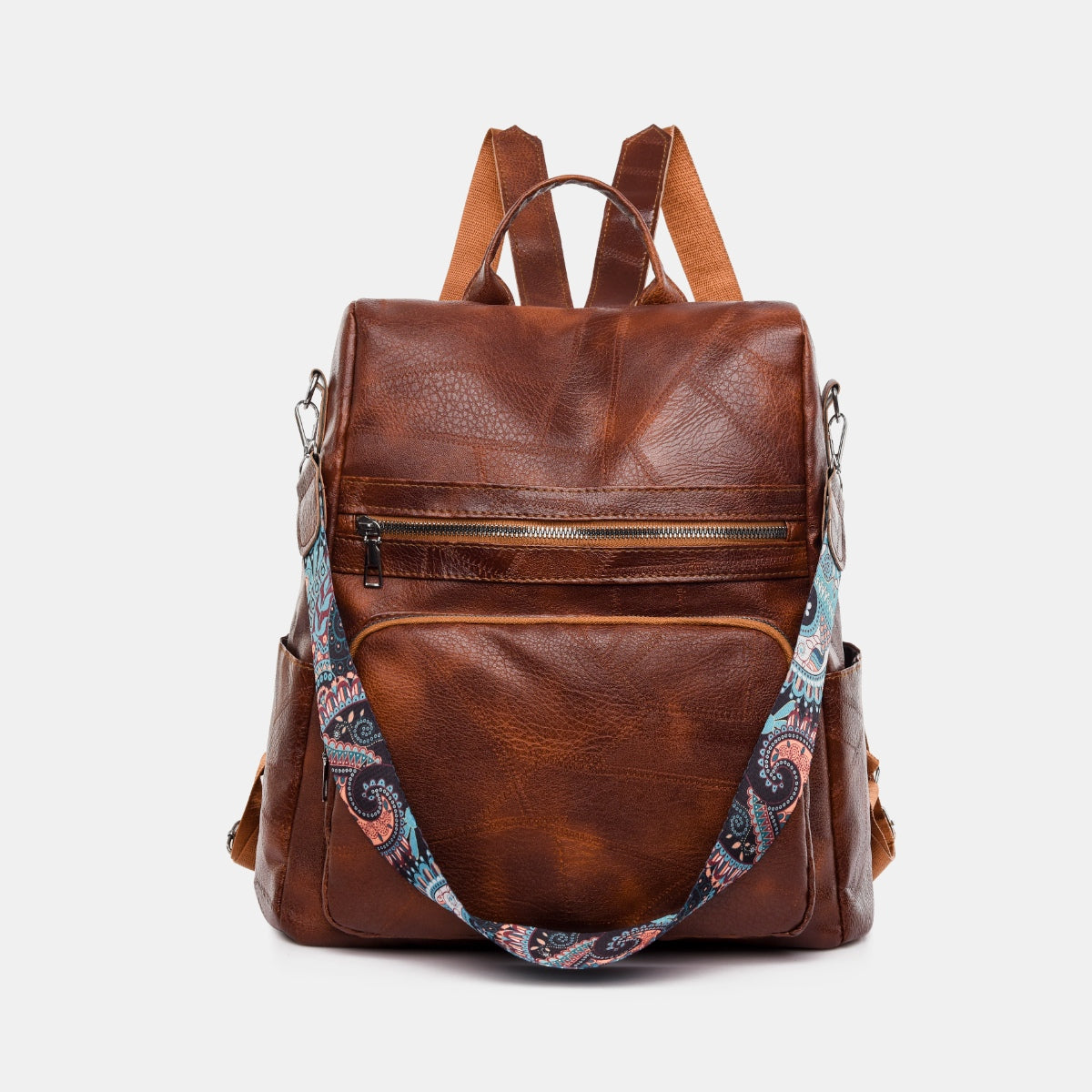 PU Leather Adjustable Strap Backpack Bag