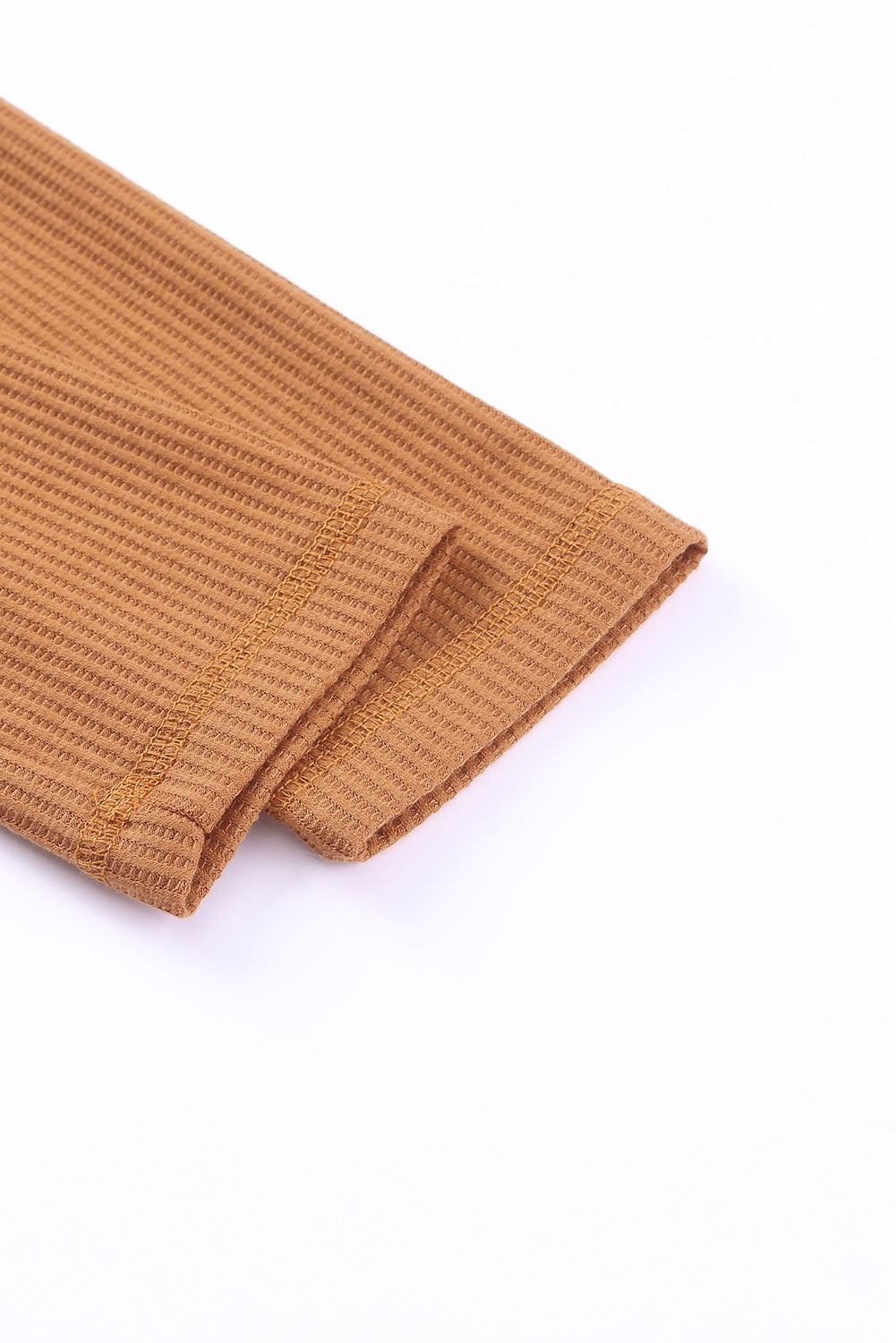 Brown Waffle Knit Casual Button Henley Top