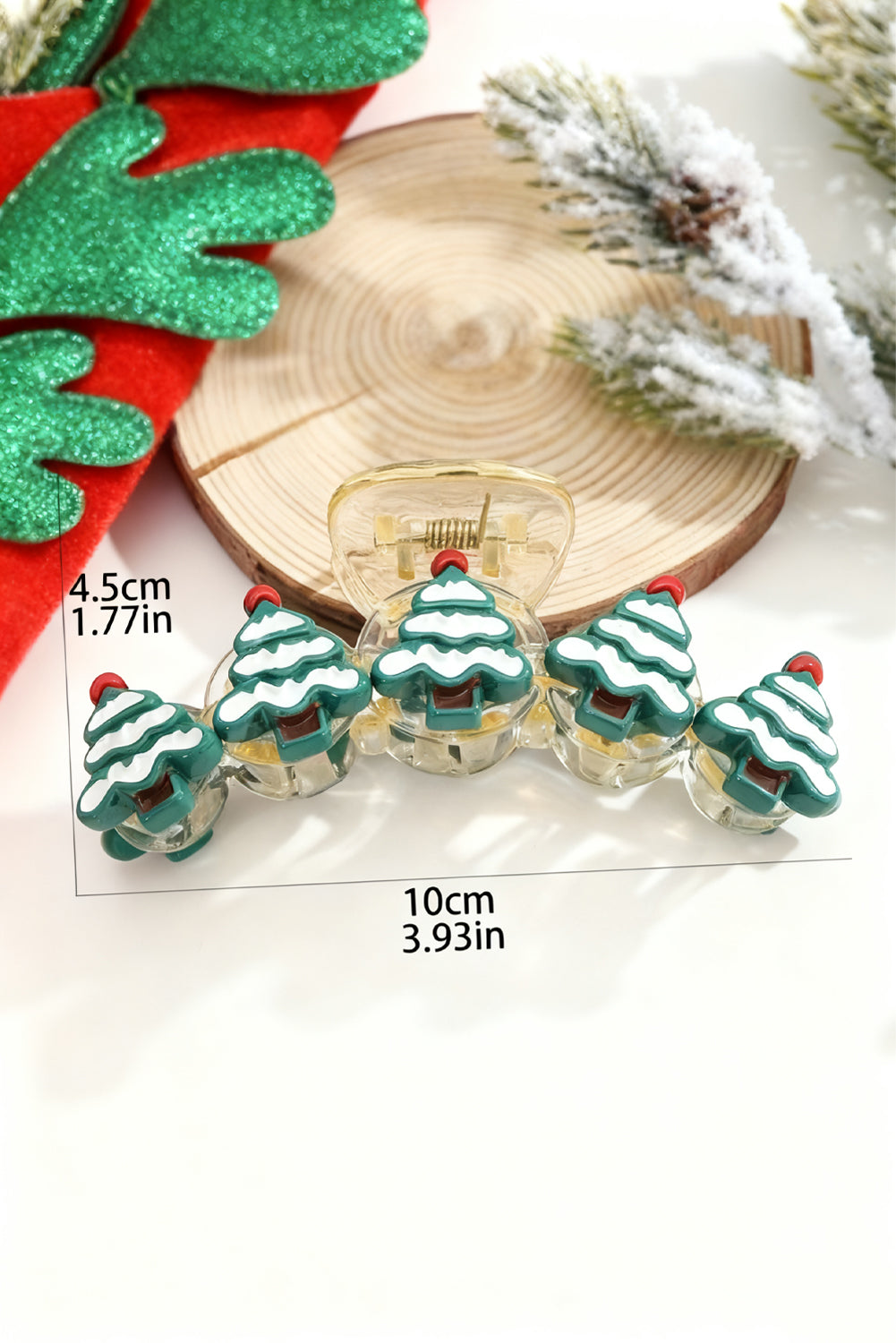 Dark Green Christmas Tree Hair Claw Clip