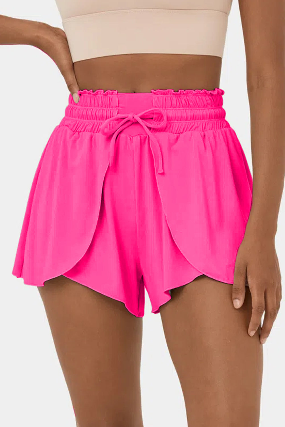 Black Frill High Waist Petal Wrap Swim Shorts