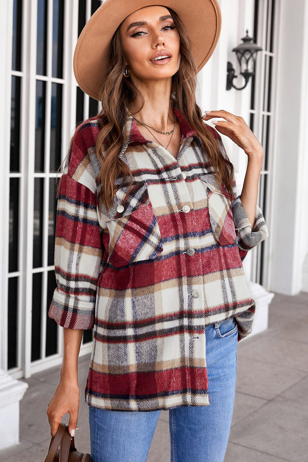 Multicolor Plaid Casual Button Up Flannel Jacket