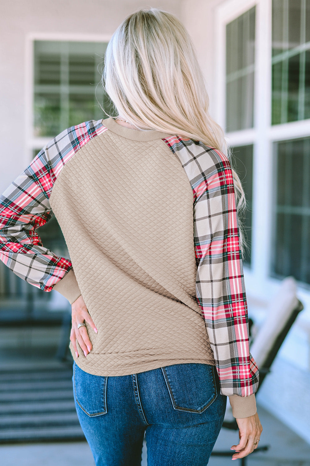 Round Neck Printed Raglan Sleeve Sweatshirt