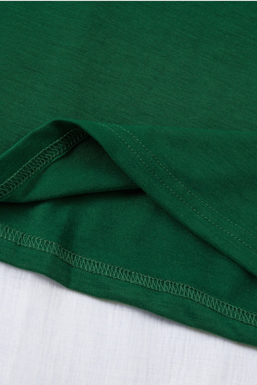 Green Plain Solid Color Crew Neck Tee