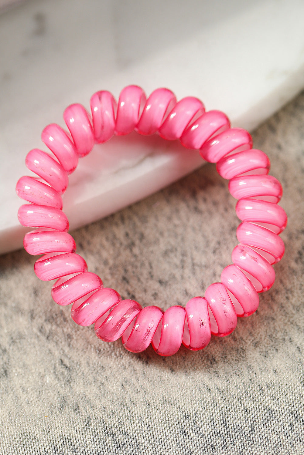 Rosy Telephone Cord Ponytail Holder Spiral Hair Tie