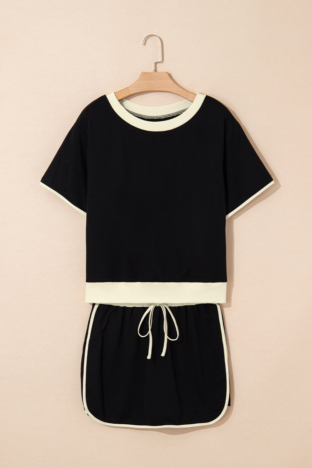Evergreen Colorblock Edge Drop Shoulder T Shirt and Skort 2Pcs Set - Kustom Kreations Goods