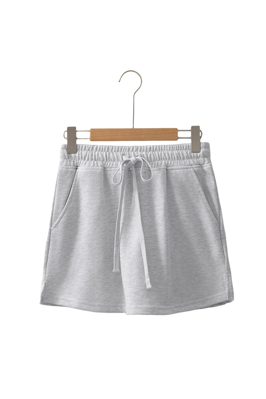 Light Grey French Terry Drawstring Mini Skort with Pockets - Kustom Kreations Goods