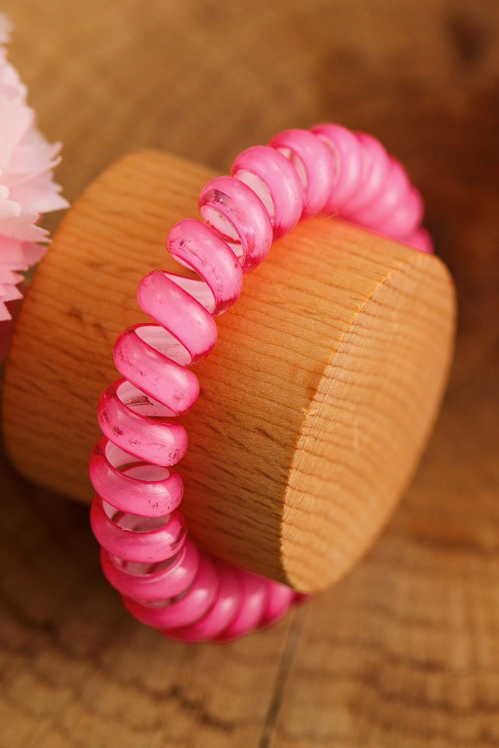 Rosy Telephone Cord Ponytail Holder Spiral Hair Tie