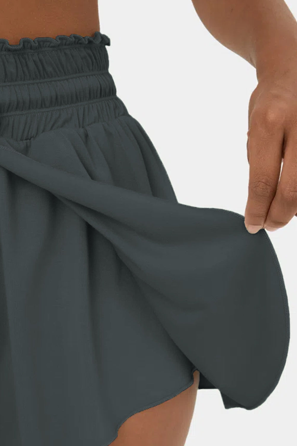 Black Frill High Waist Petal Wrap Swim Shorts