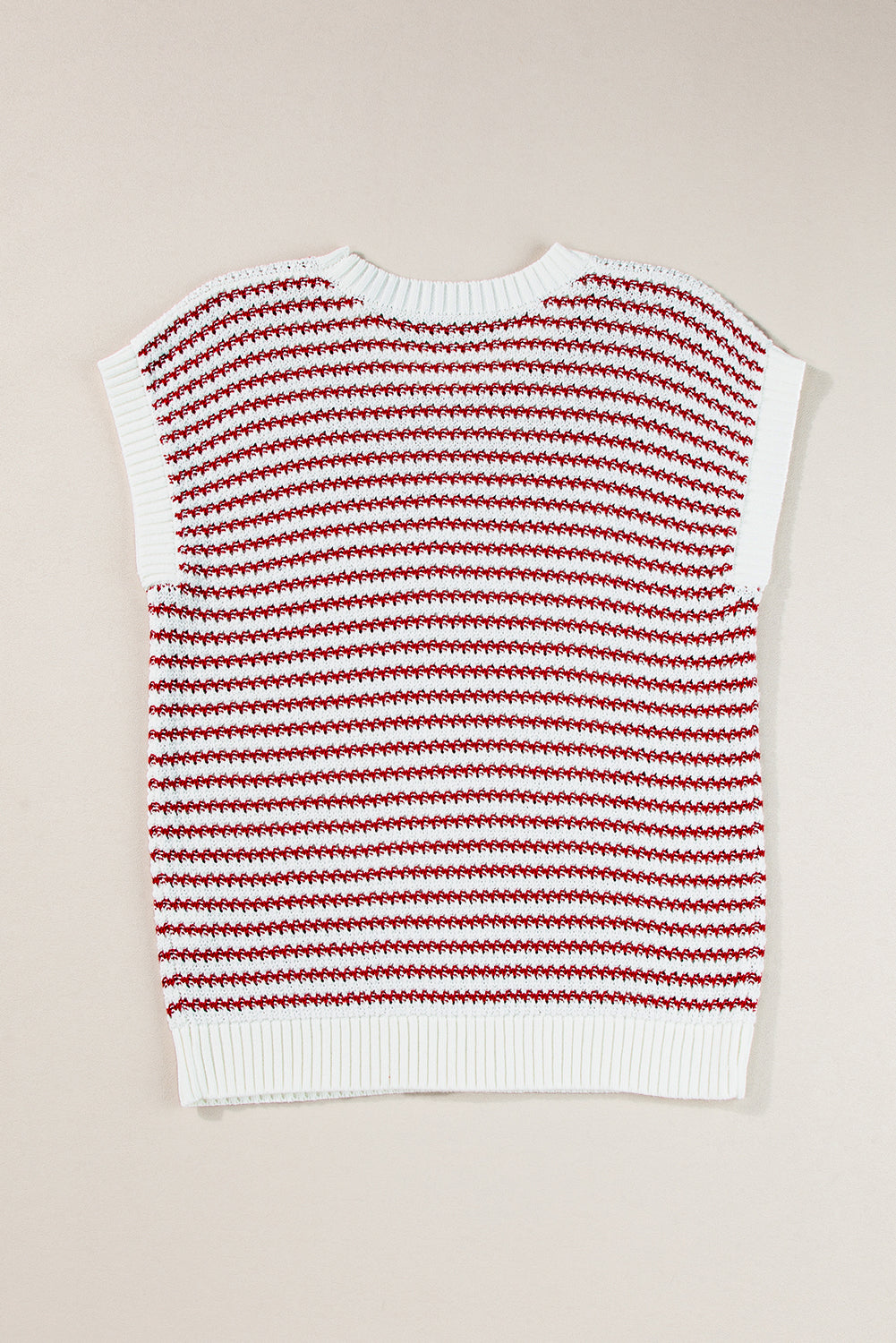 Red Stripe Contrast Trim Knit Dolman Top