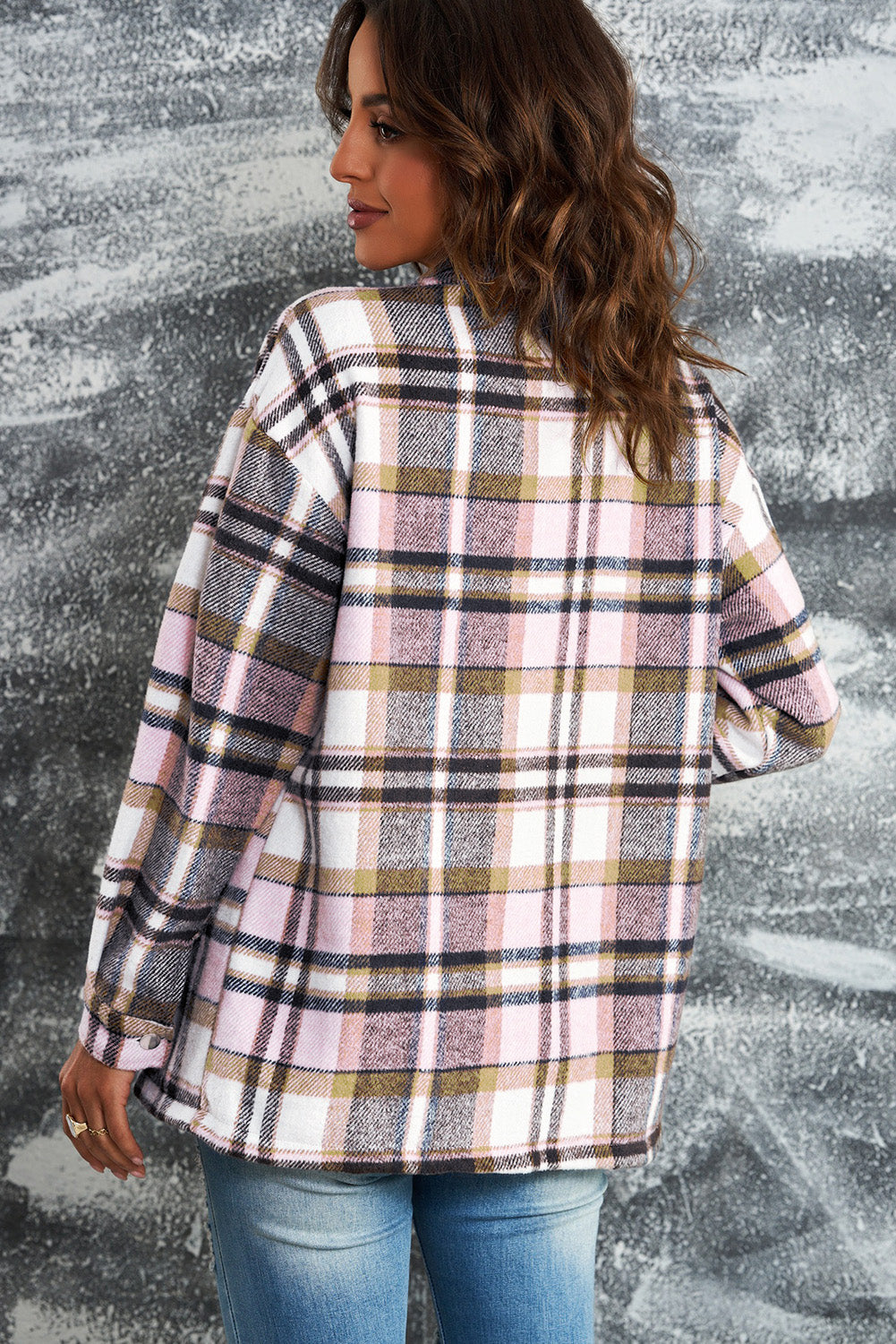 Multicolor Plaid Casual Button Up Flannel Jacket
