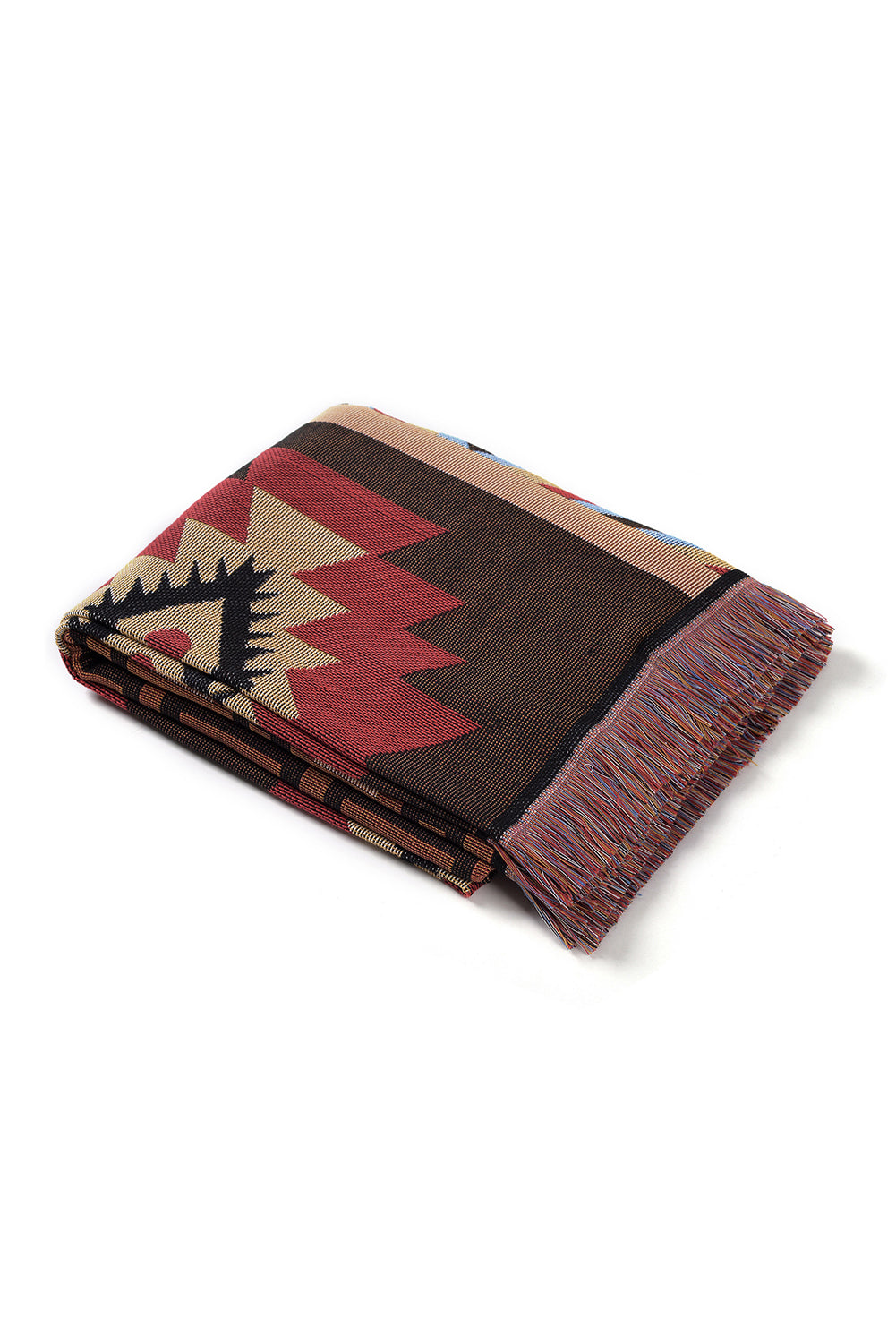 Bright White 130*160 Geometric Print Tassel Blanket