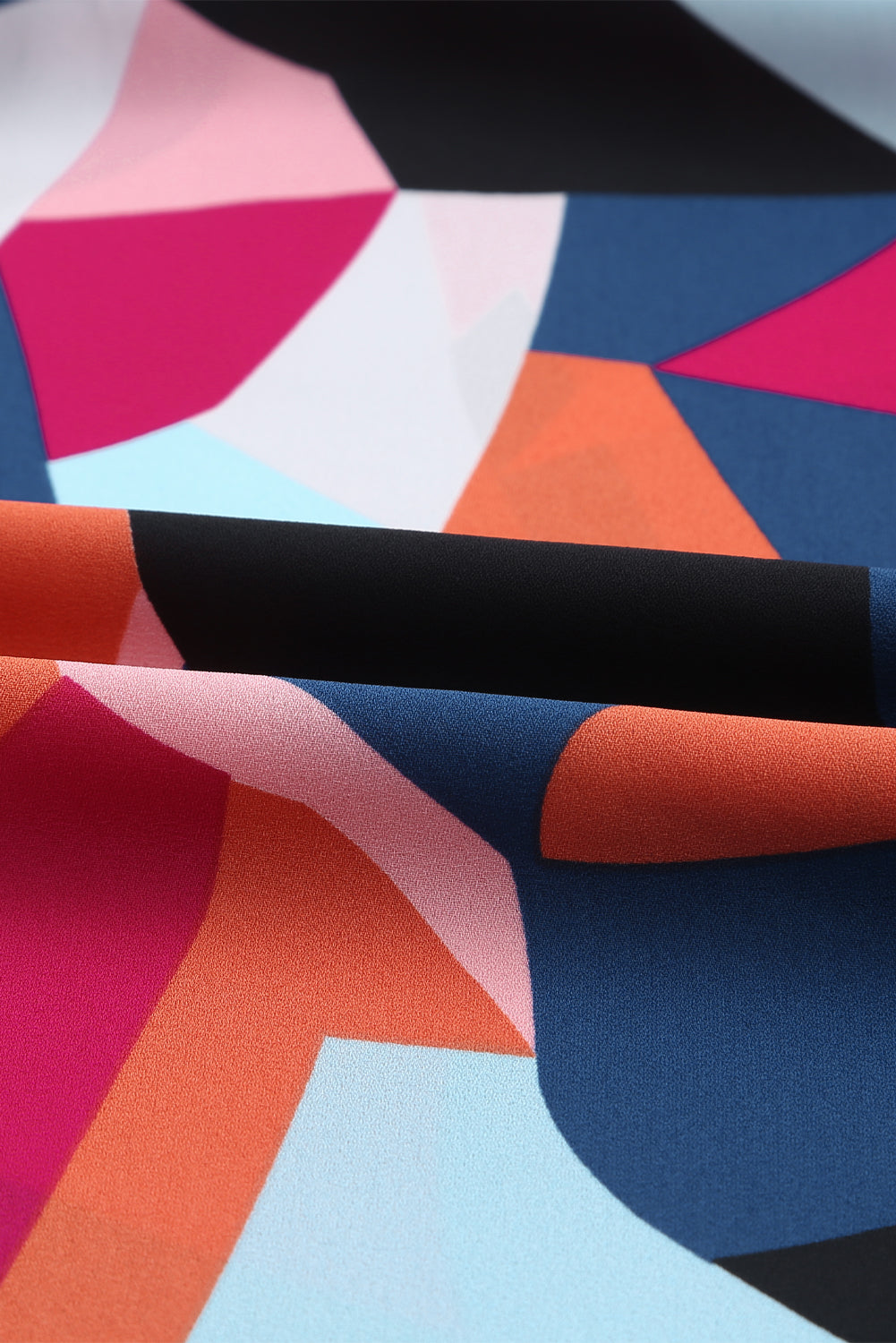 Multicolor Colorblock Casual Ruffle Puff Sleeve Blouse