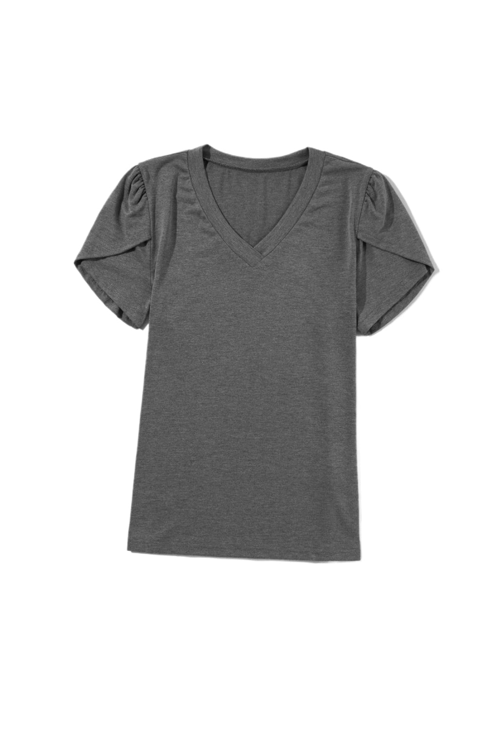 Mist Green Petal Sleeve V Neck T-Shirt