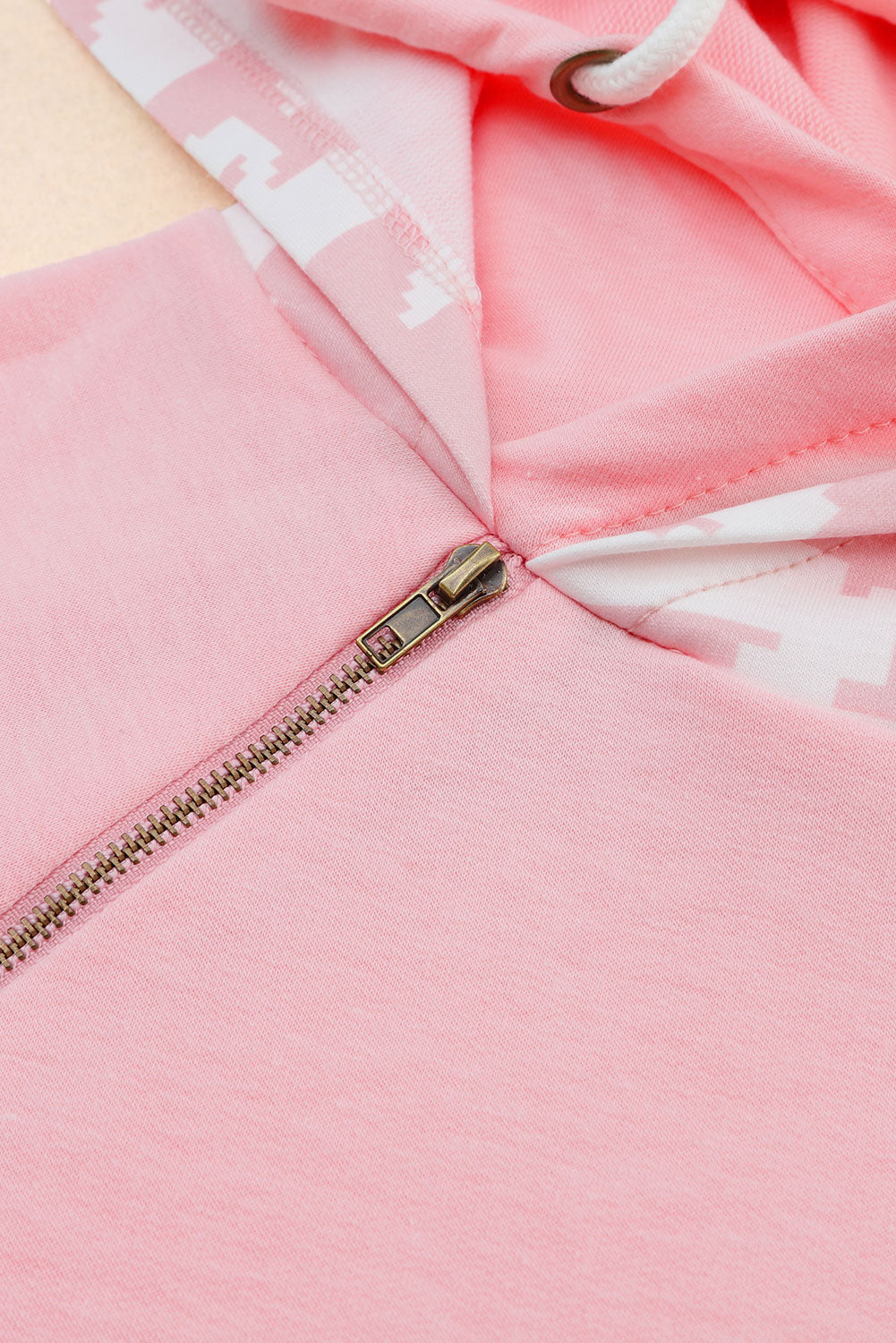 Brown Aztec Pattern Pullover Hoodie with Pockets