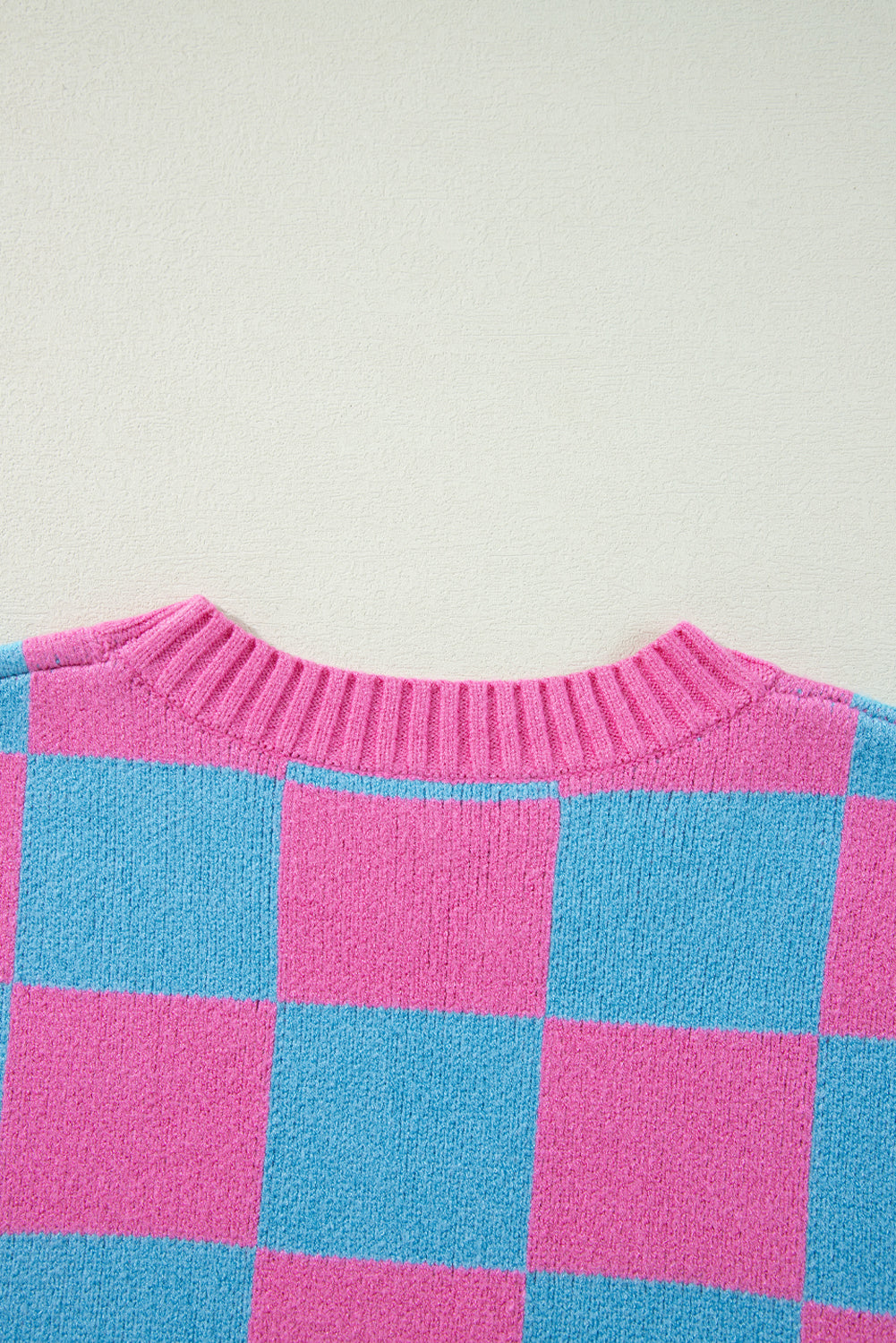 Sachet Pink Colorblock Checkered Knit Dolman Sweater Vest