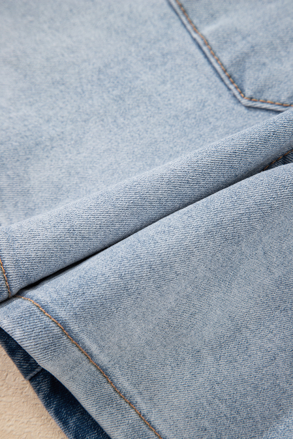 Beau Blue Light Wash High Rise Denim Shorts - Kustom Kreations Goods