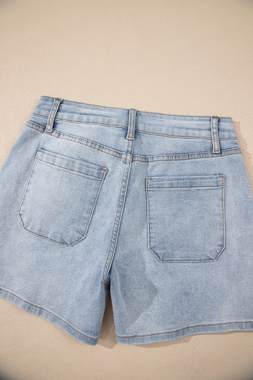 Beau Blue Light Wash High Rise Denim Shorts - Kustom Kreations Goods