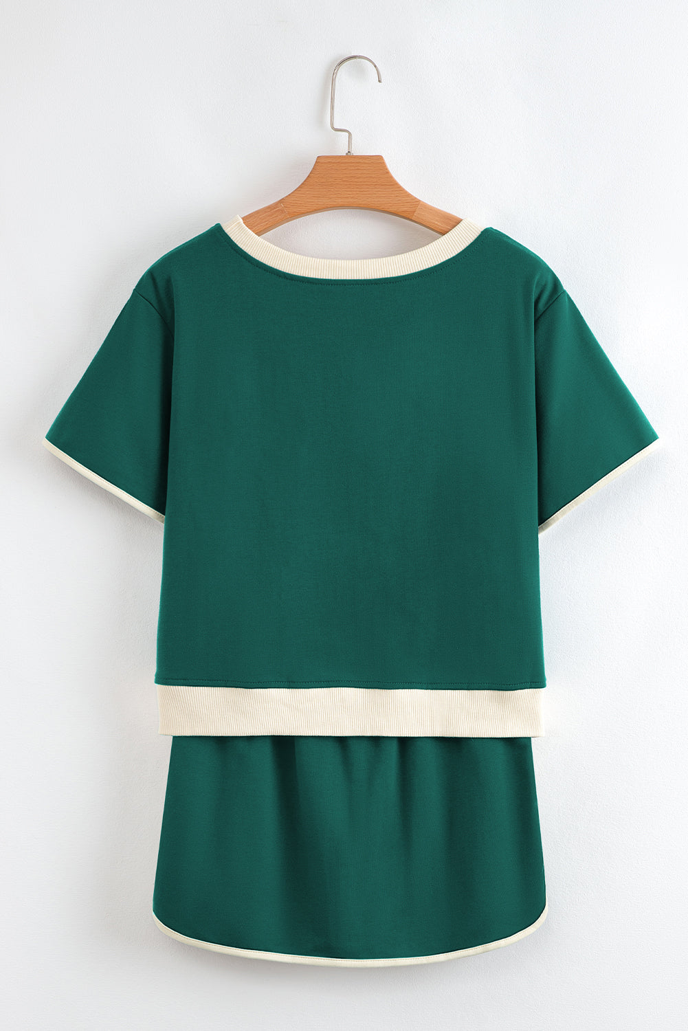 Evergreen Colorblock Edge Drop Shoulder T Shirt and Skort 2Pcs Set - Kustom Kreations Goods