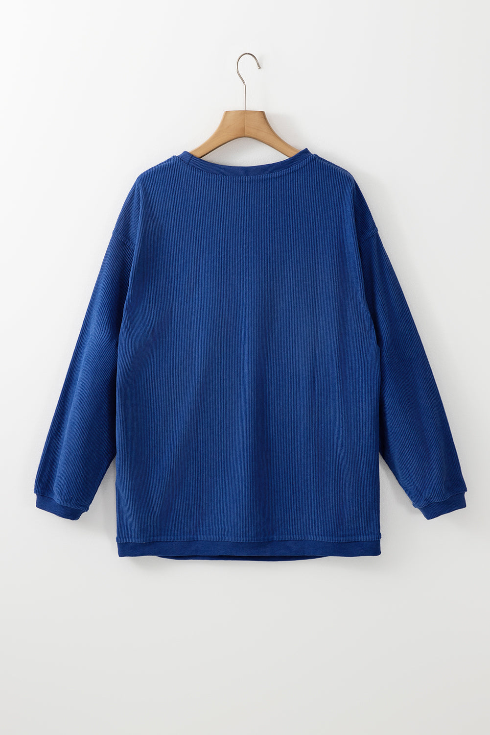 Orange Plain Drop Sleeve Rib-Knit Oversized Sweatshirt