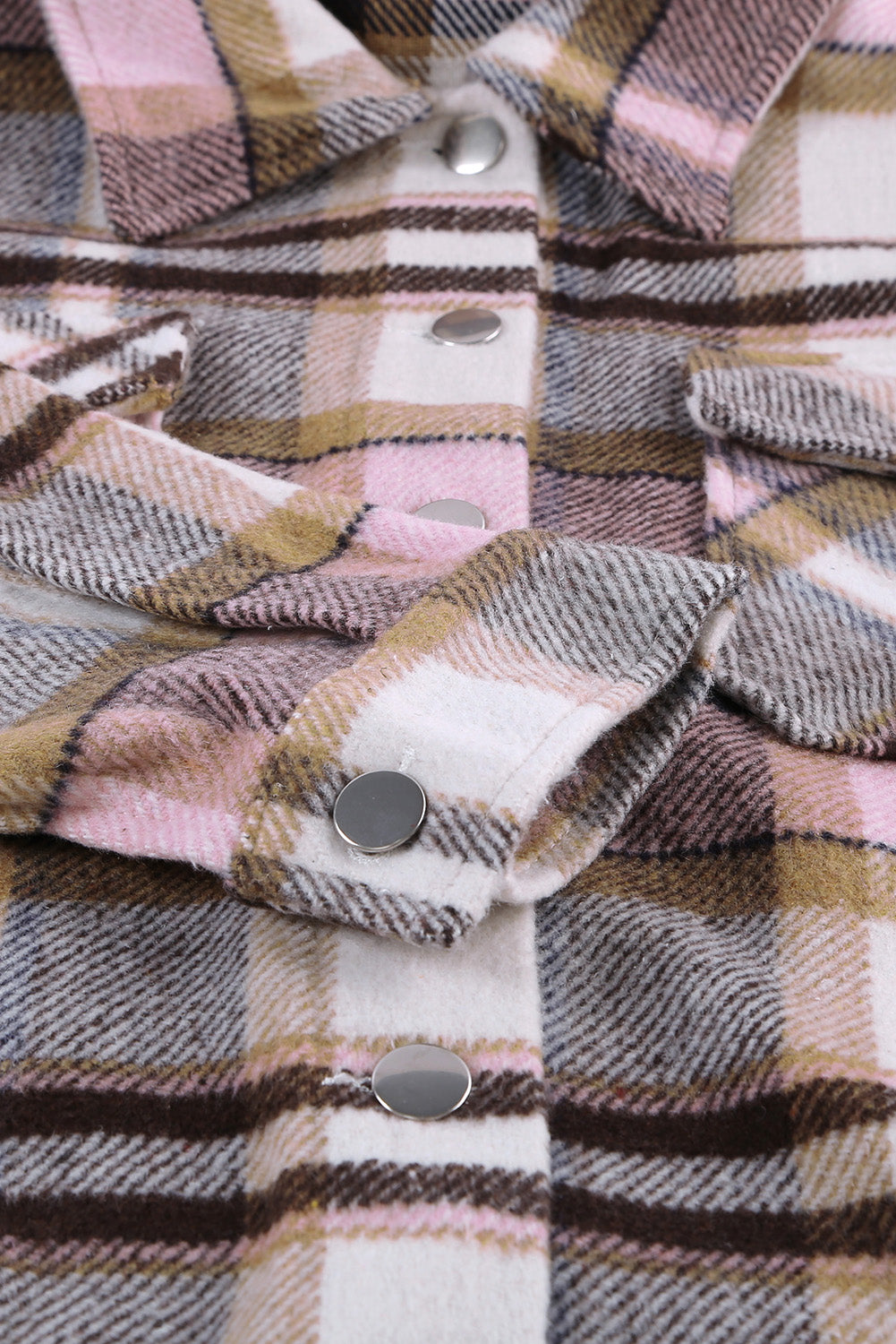 Multicolor Plaid Casual Button Up Flannel Jacket