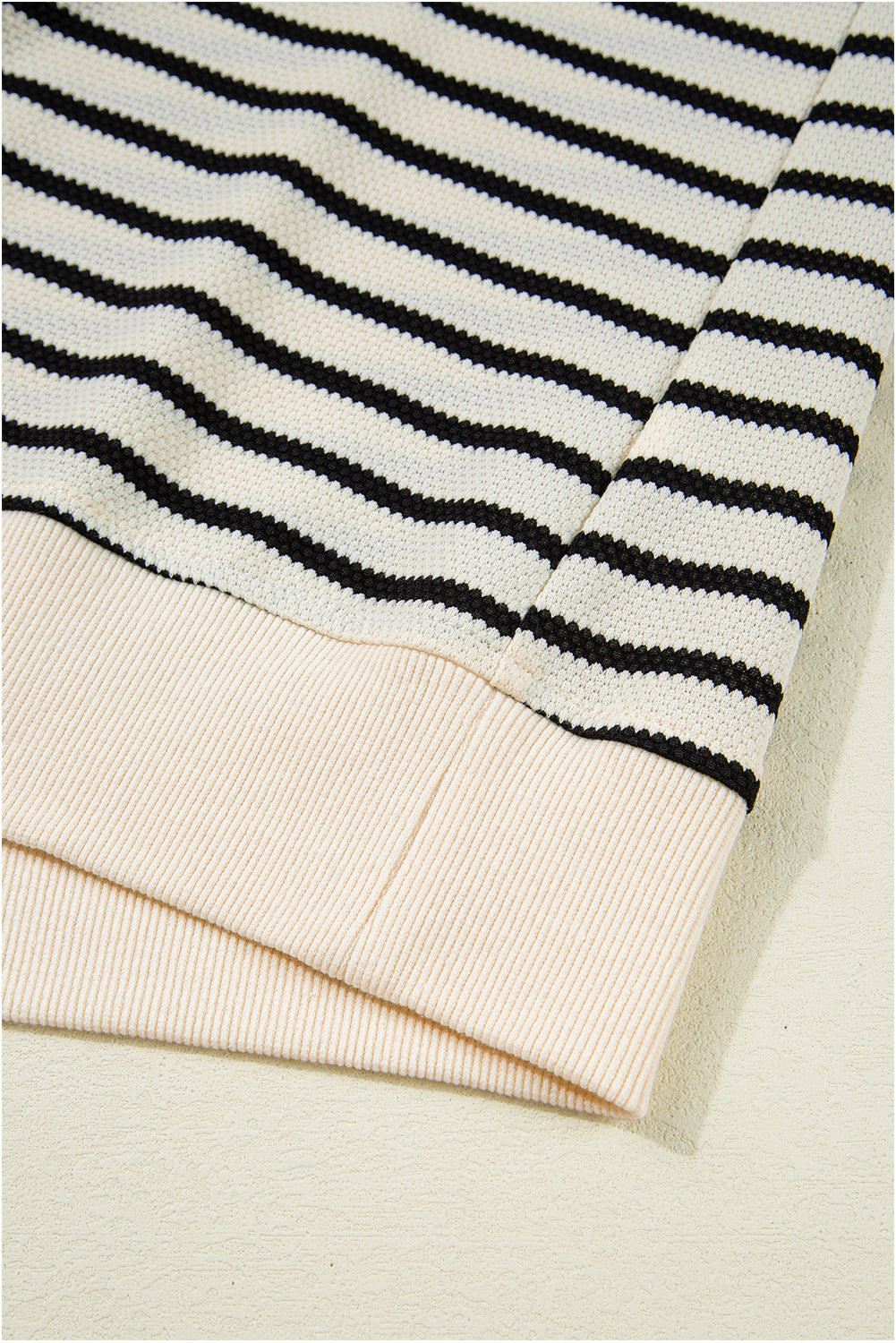 Black Stripe Scallop Lace Trim Ruffle Sleeves Crewneck Top - Kustom Kreations Goods