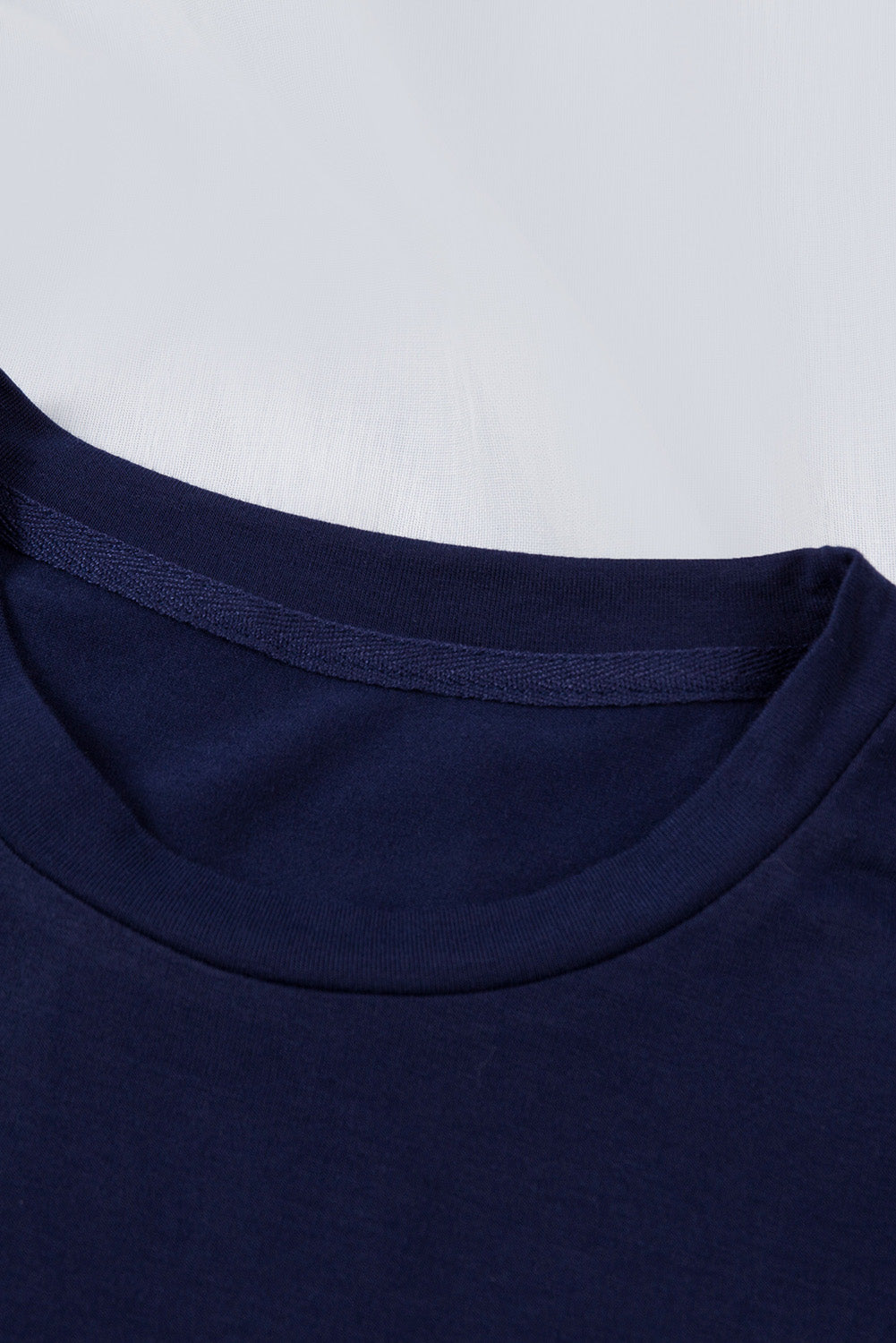 Green Plain Solid Color Crew Neck Tee