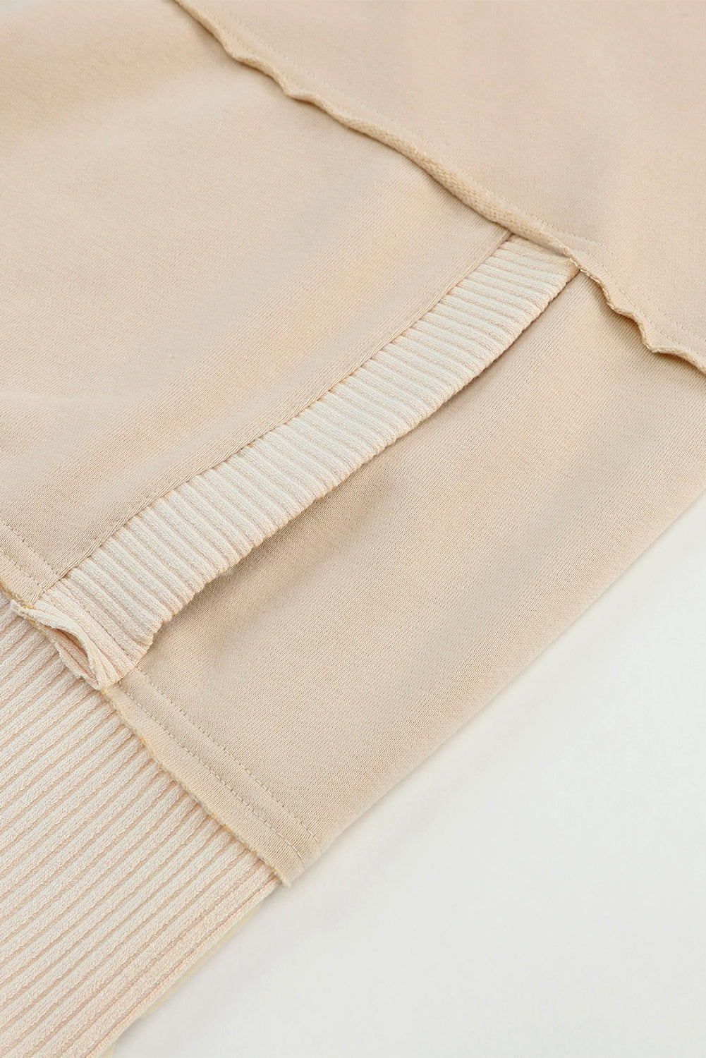 Gray Ribbed Trim Snap Button Collar Kangaroo Pocket Sweatshirt