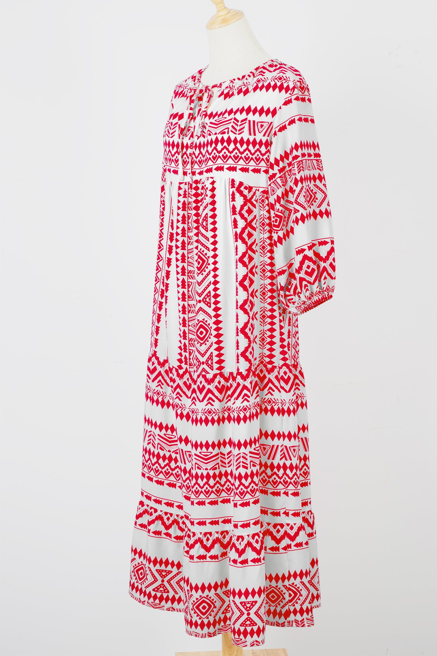 Sky Blue Boho Printed Half Sleeve Maxi Dress - Kustom Kreations Goods