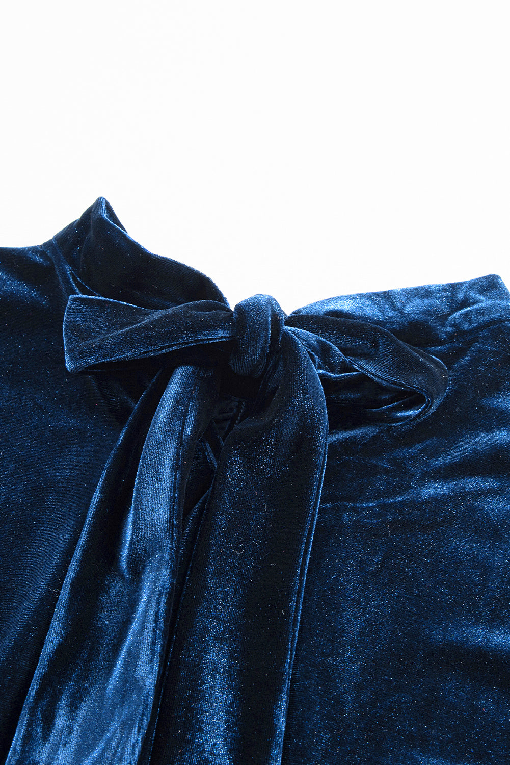 Peach Blossom Mock Keyhole Neck Puff Sleeve Velvet Blouse