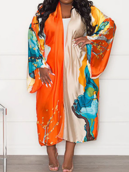 Printed Shawl Coat(Belt not included) HWF57TQPWQ