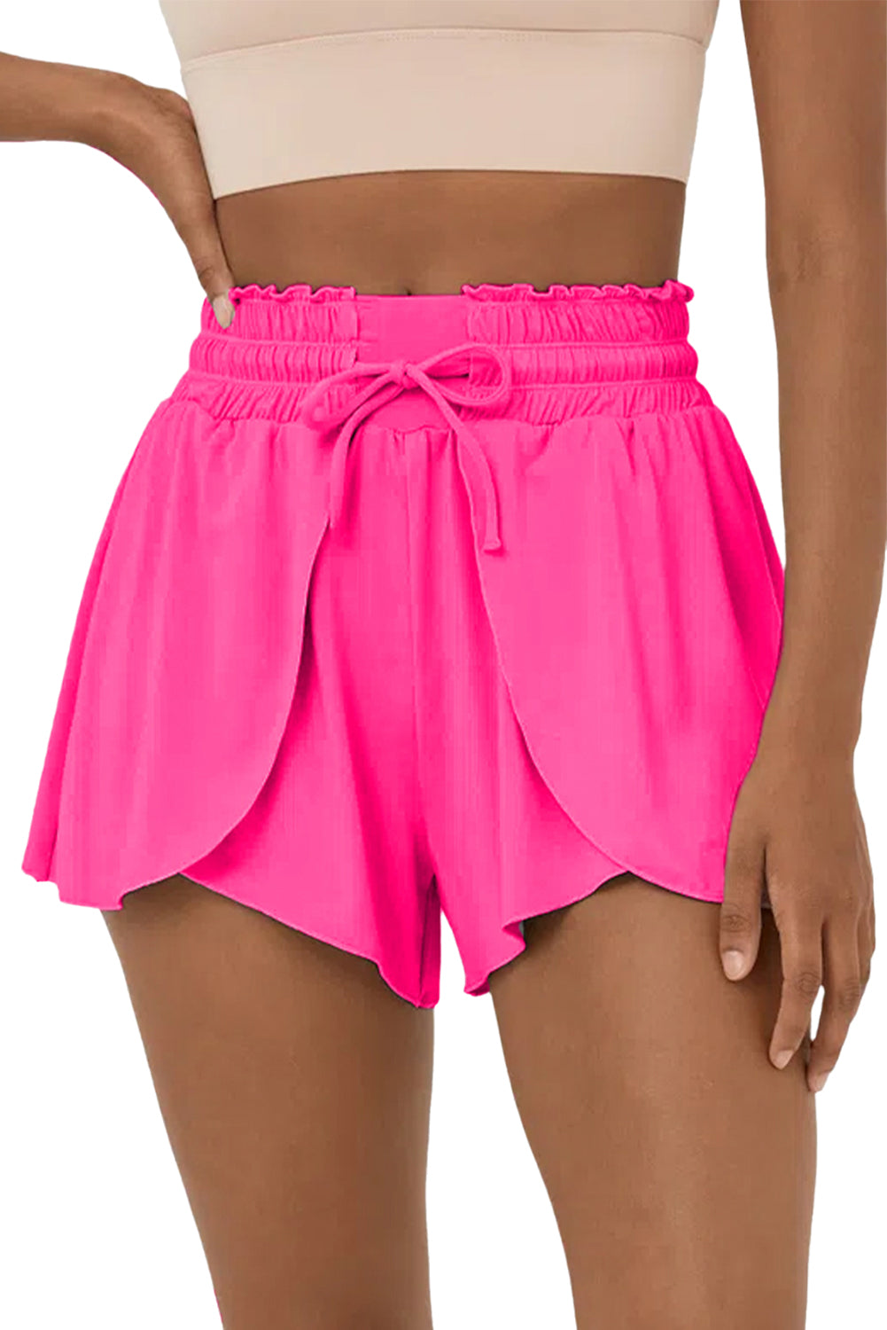 Black Frill High Waist Petal Wrap Swim Shorts