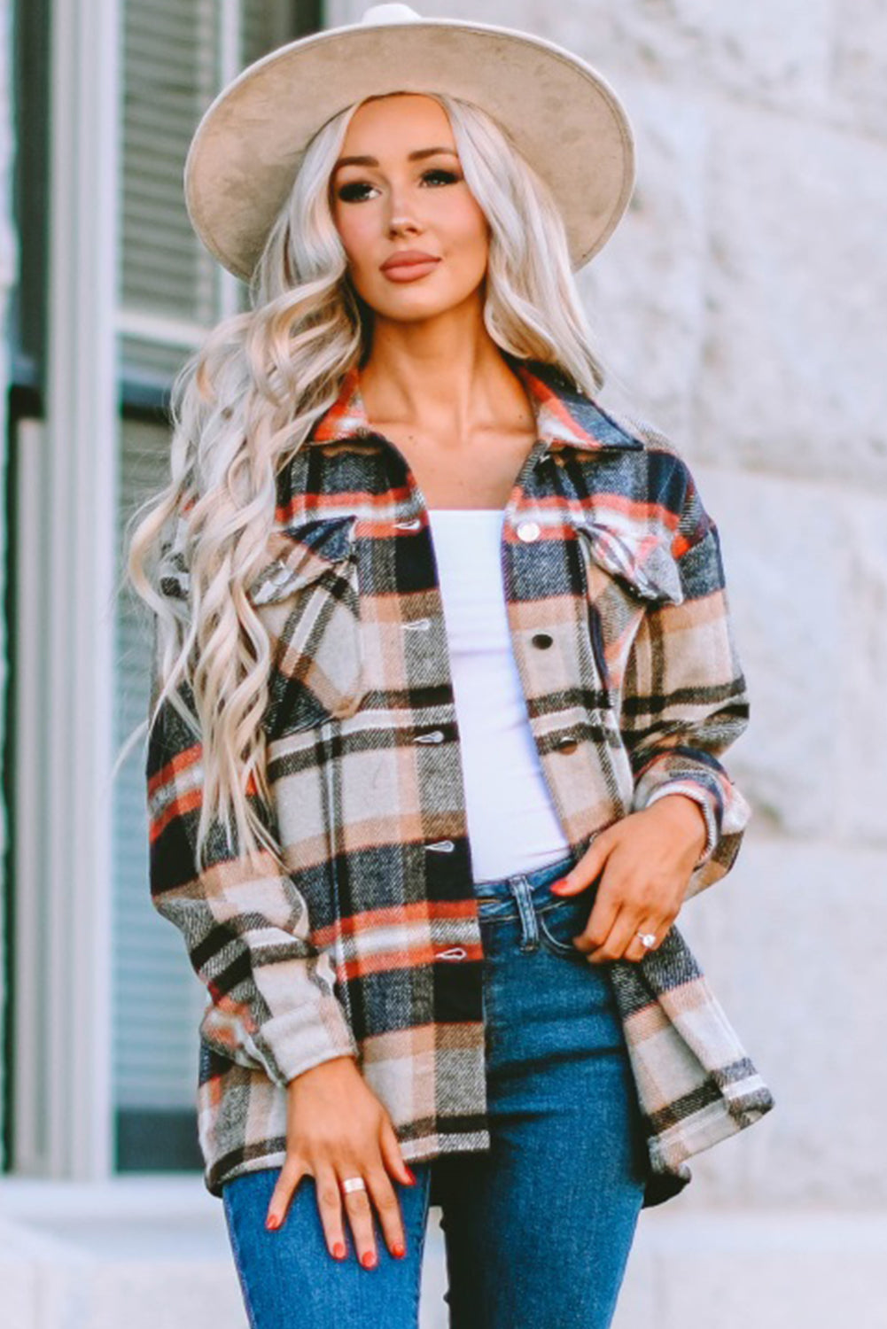 Multicolor Plaid Casual Button Up Flannel Jacket