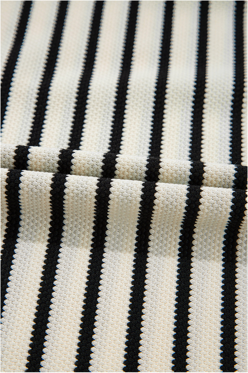 Black Stripe Scallop Lace Trim Ruffle Sleeves Crewneck Top - Kustom Kreations Goods