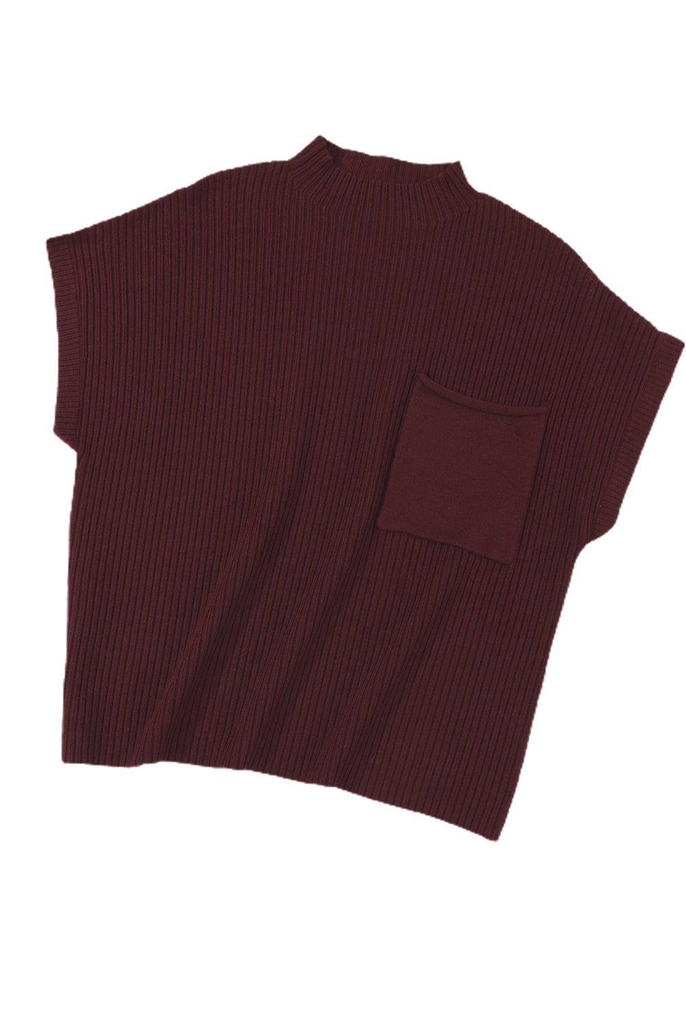 Green Patch Pocket Ribbed Knit Short Sleeve Sweater - Kustom Kreations Goods