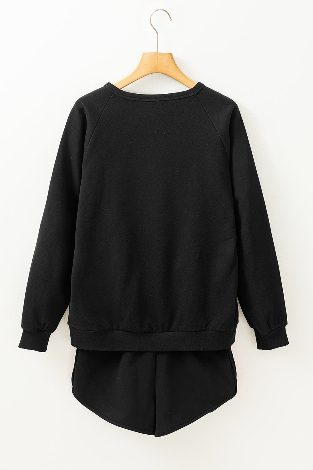 Black Colorful Striped Long Sleeve Pullover and Shorts Set - Kustom Kreations Goods