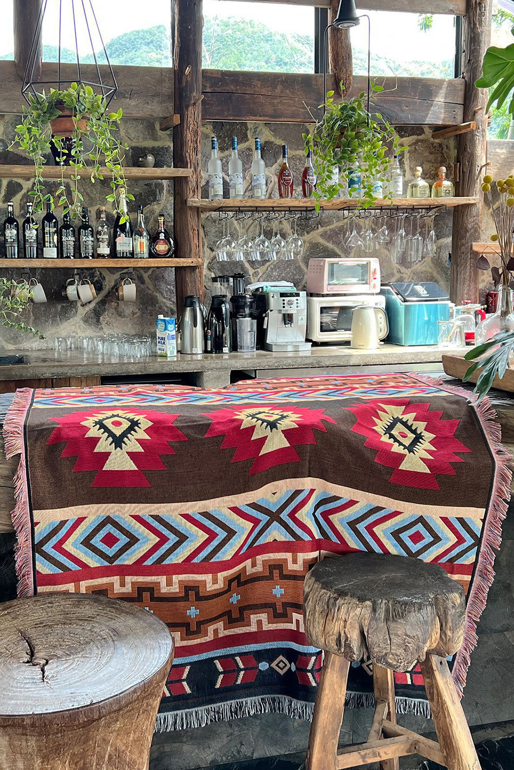 Bright White 130*160 Geometric Print Tassel Blanket