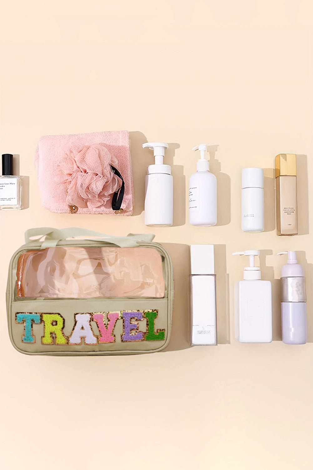 Parchment TRAVEL Letter Clear PVC Makeup Bag