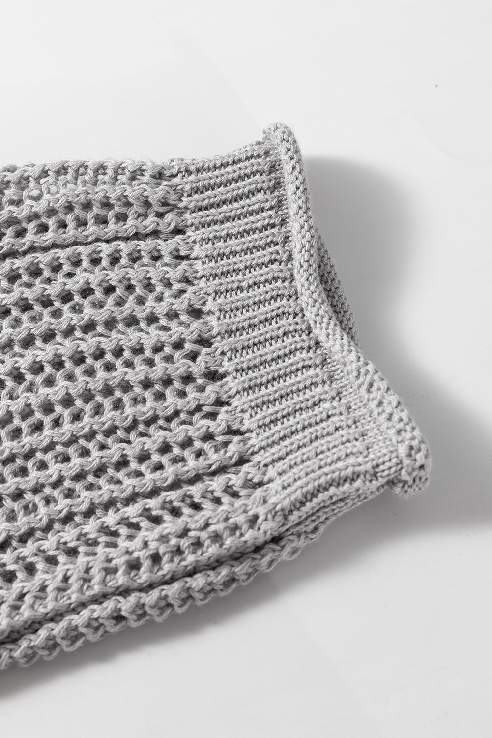 Light Grey Drawstring Short Sleeve Knit Hooded Top