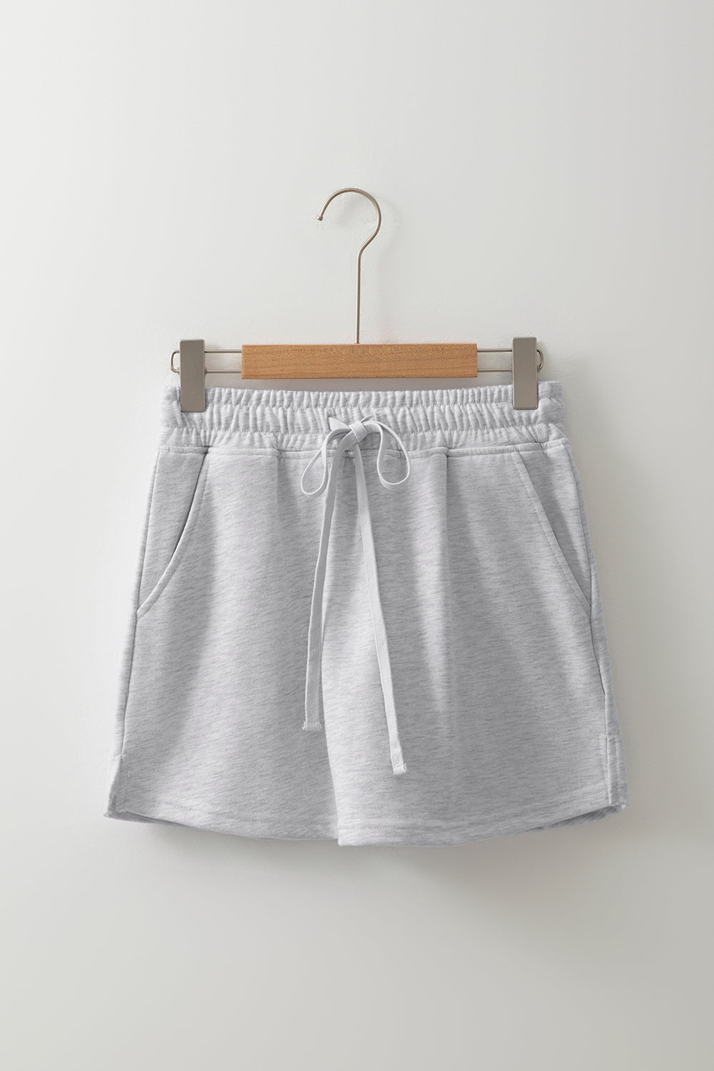 Light Grey French Terry Drawstring Mini Skort with Pockets - Kustom Kreations Goods