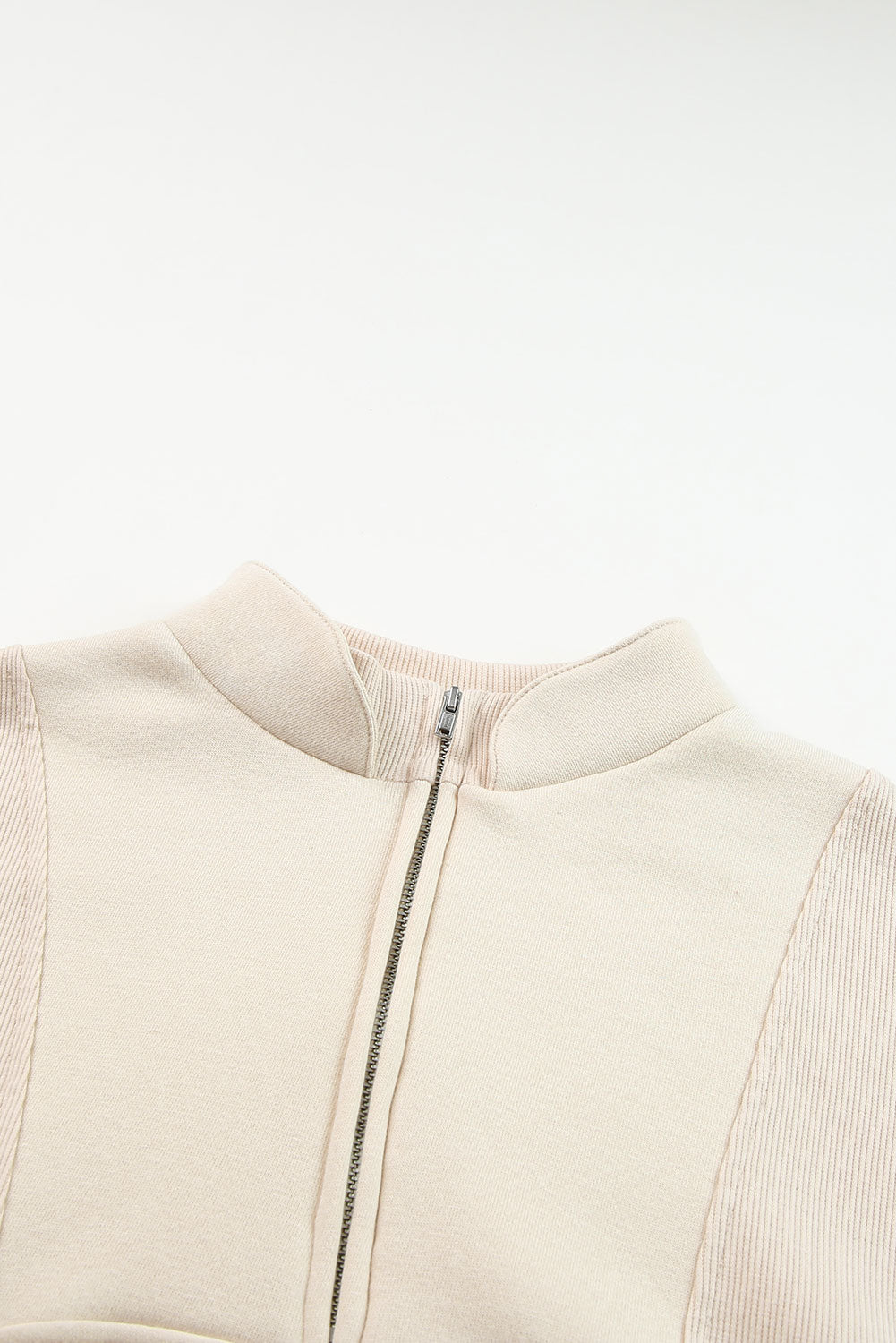 Black Half Zip Stand Collar Exposed Seam Solid Color Casual Sweatshirt - Kustom Kreations Goods