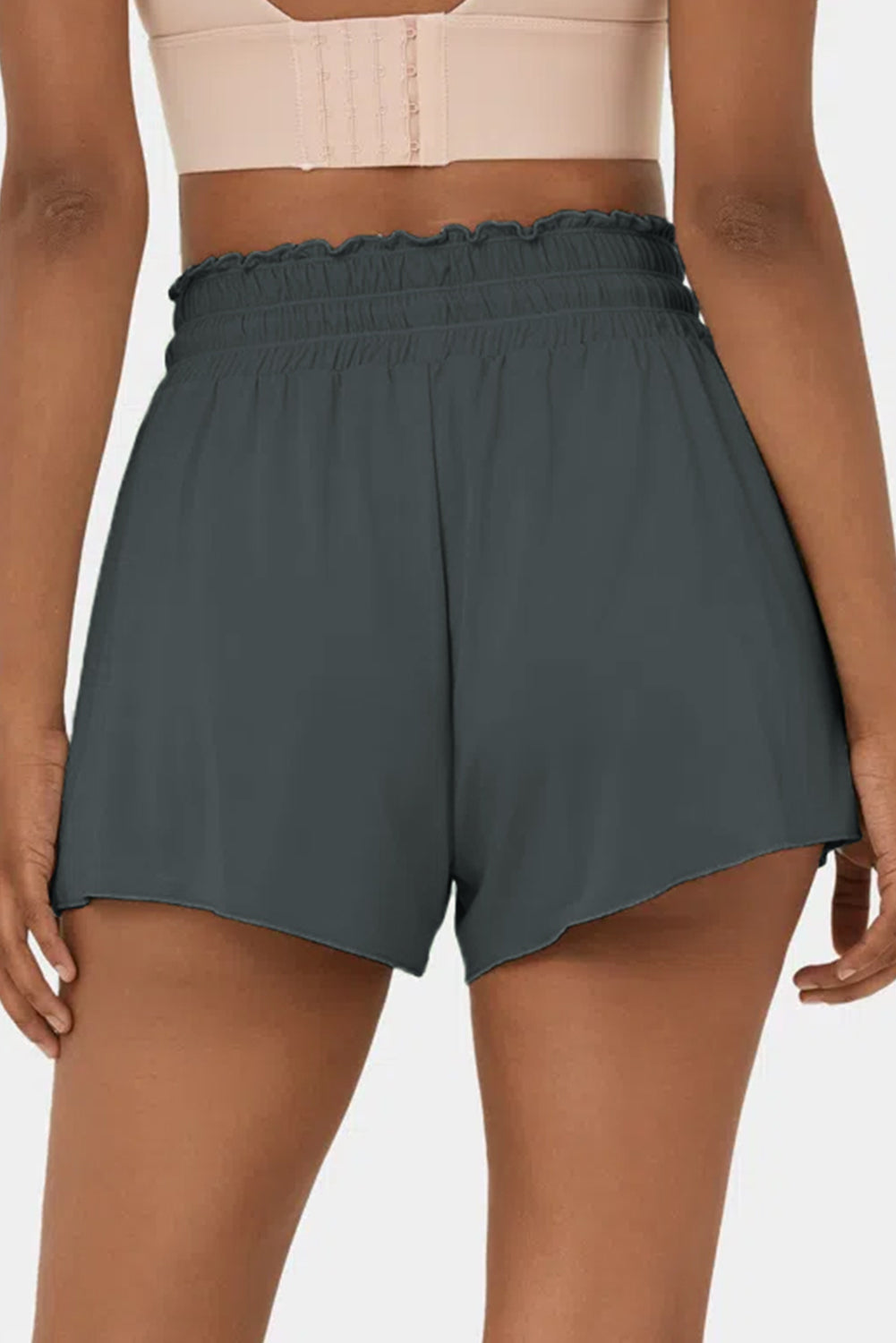 Black Frill High Waist Petal Wrap Swim Shorts